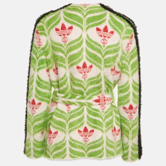 Gucci X Adidas Green Monogram Textured Knit Cardigan Xs - Picture 3 of 7